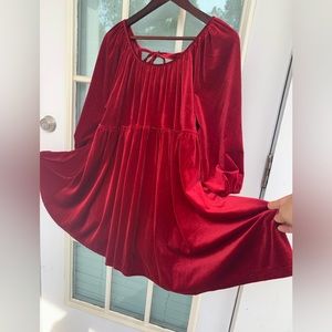 Red velvet midi dress new